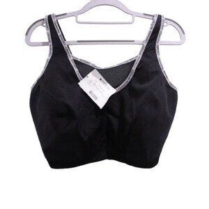 NWOT Glamorise Women's Sport Elite Performance Camisole Bra Plus Size 40H Black